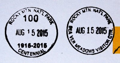 First Cancellation Stamp from Rocky Mountain National Park for National Park Passport