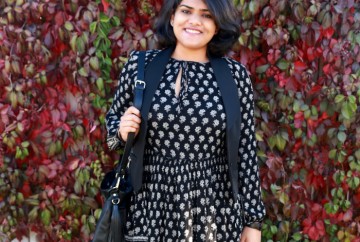 All Black Outfit with Boho Printed Dress from ZARA