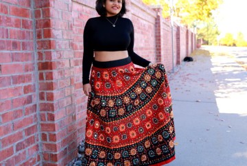 Ethnic Indian Ghagra styled as Boho Maxi Skirt with a Crop Top