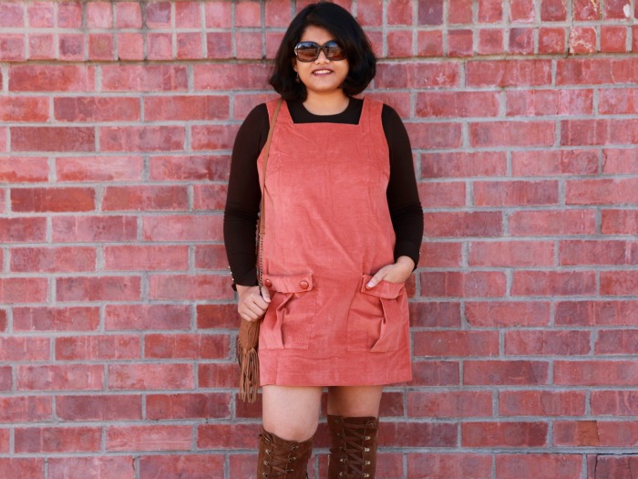 70s Corduroy Overall Dress as Halloween Scarecrow Costume!