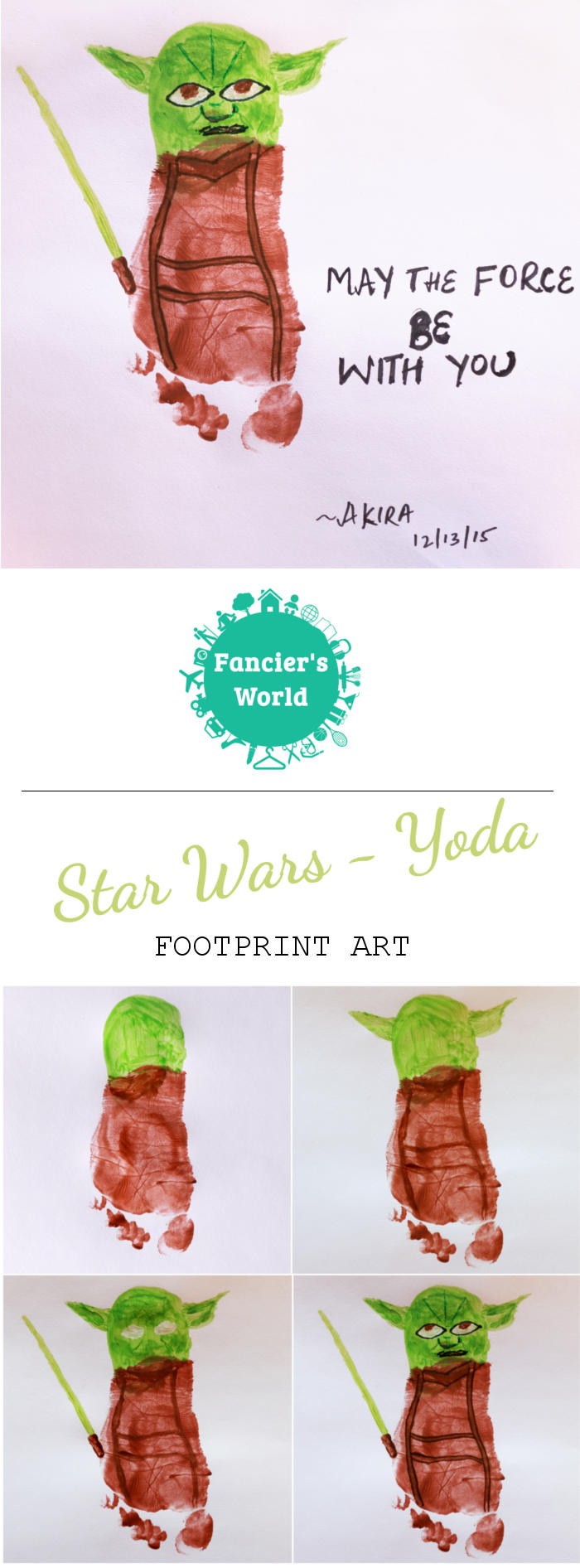 Yoda Footprint Art ~ May the force be with you! Perfect activity to do with your little Star Wars fans.