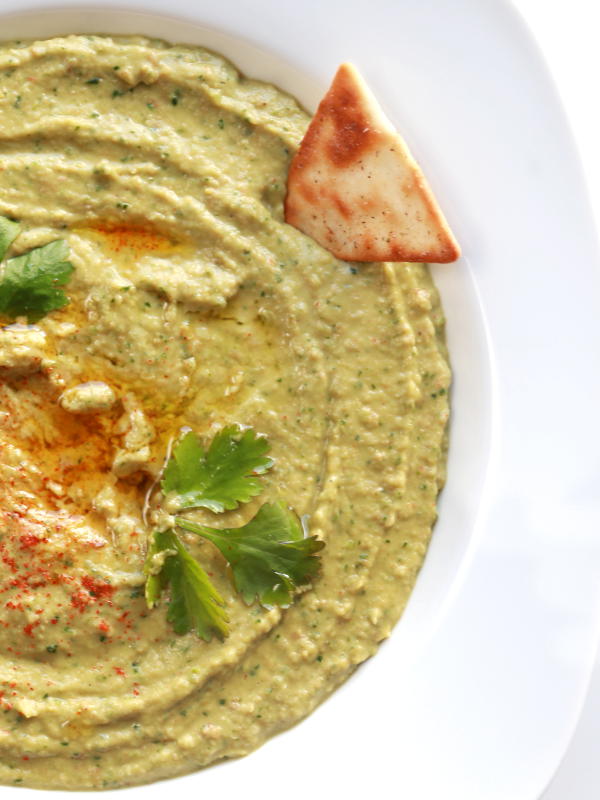Gluten-free and Vegan Spicy Green Hummus is power packed with nutrients and proteins. Enjoy it with pita bread, chips or veggies. 