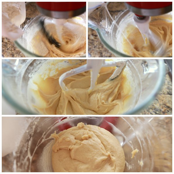Add the flour mixture and milk in alternate batches to make the smooth silky batter for the classic yellow cupcakes.