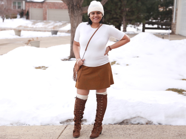 Zara Jersey Flare Skirt in Camel. Wear it in winter with leggings or transition it with tall boots to spring.