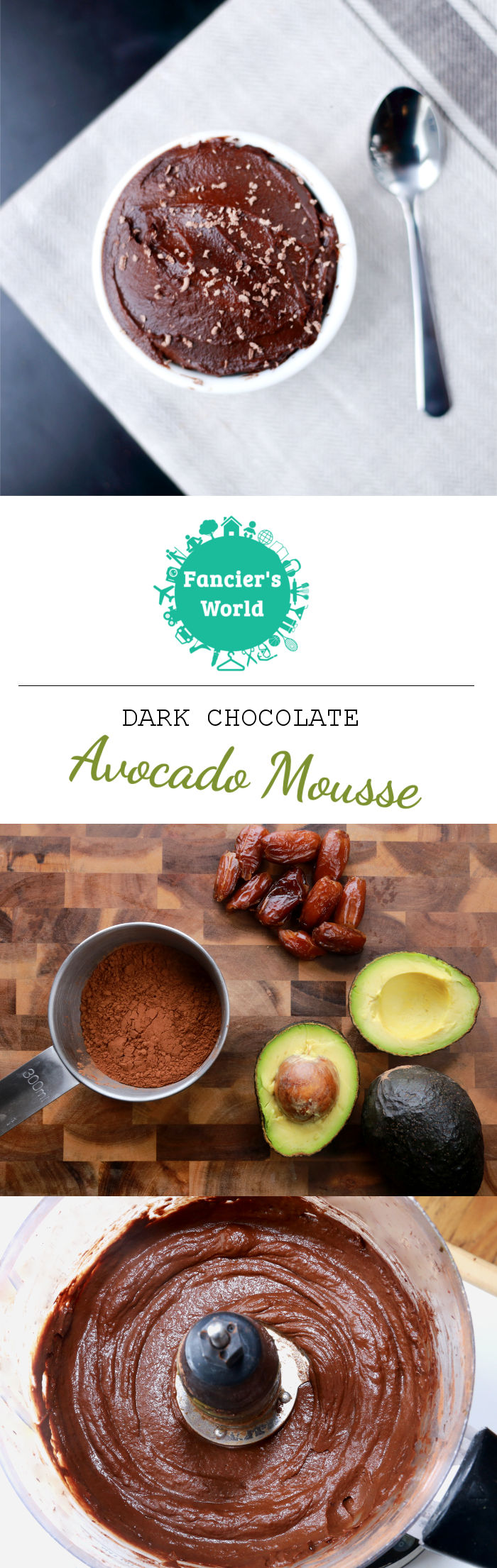 This vegan dark choocolate avocado mousse recipe is a 3-steps and 3-ingredients recipe which gives a smooth guilt-free chocolate dessert.
