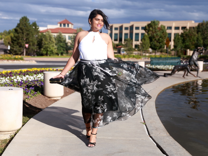 How to wear a feminine and fun outfit! Wearing Bohemian High-Waist Floral Print Women's Convertible Skirt from Rosegal.