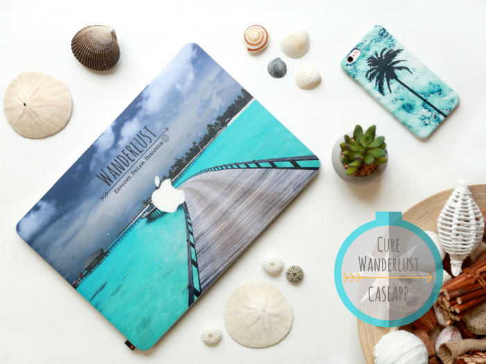 Cure wanderlust with CaseApp with custom laptop skin and custom iPhone case. 