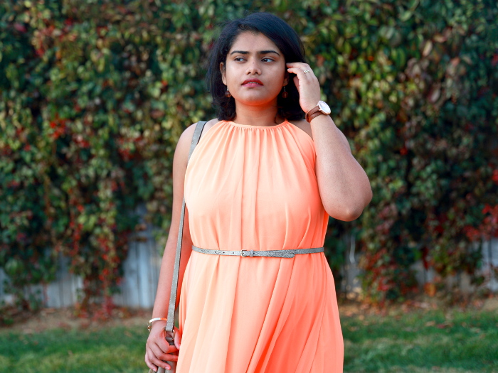 Transitional layering for fall with colorblock asymmetrical dress from SheIn. Inspired by crisp sunburnt leaves swirling in the autumn breeze.