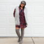 Style Tips: How to style a faux fur vest for any body type! Wear the vest with a printed dress to create a bohemian look. To create a street style look wear it with over the knee boots. To add a boho touch wear it with a fedora or beret. Wearing Zaful Faux Fur Waistcoat in Grey with enthnic printed dress in purple with ASOS OTK boots or thigh high boots.